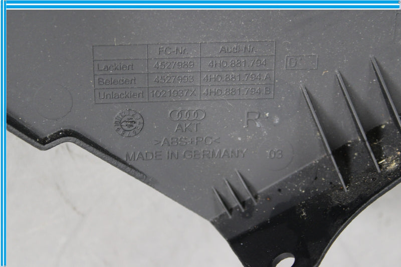 Load image into Gallery viewer, 11-18 Audi A8 Front Right Side Seat Inner Interior Trim Cover Panel Oem
