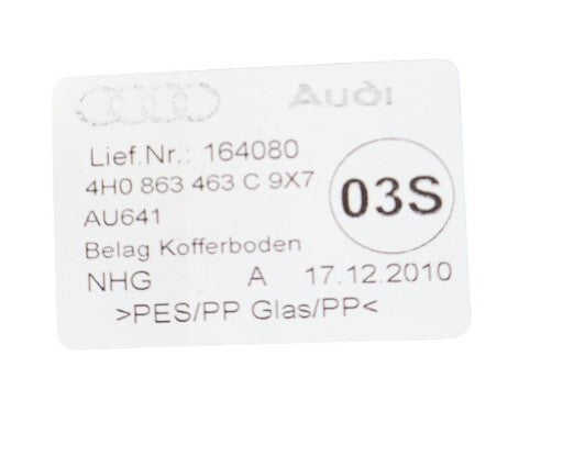 Load image into Gallery viewer, 11-17 Audi A8 A8L Quattro Trunk Mat Carpet Spare Cover Trim 4H0863463 Oem