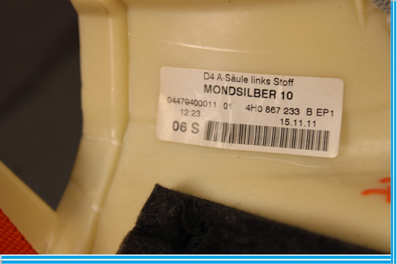 Load image into Gallery viewer, 11-18 Audi A8 Interior Left Driver Side A Pillar Trim Cover Panel Oem