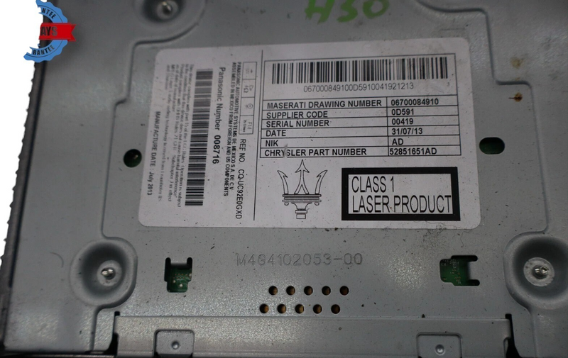 Load image into Gallery viewer, 14-17 Maserati Ghibli M157 Quattroporte M156 Head Unit FM CD Audio 670008491 Oem