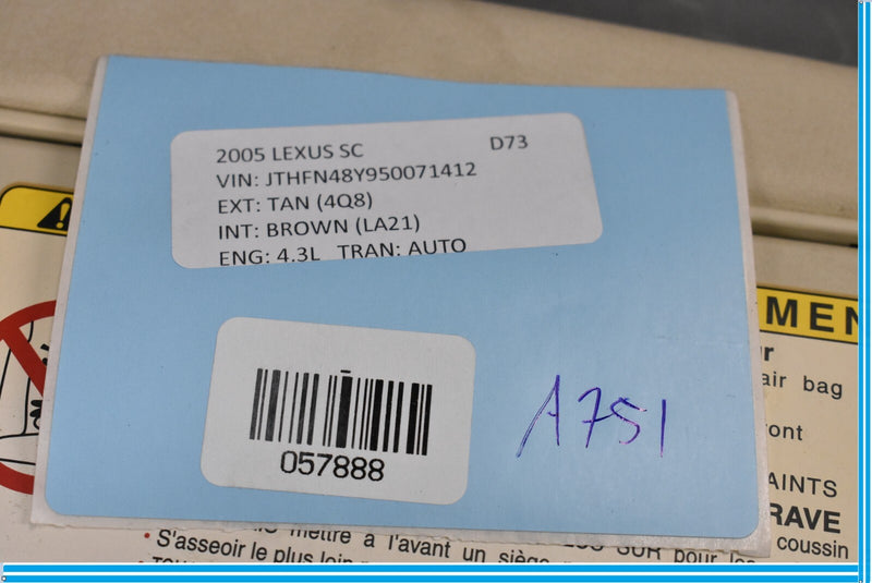 Load image into Gallery viewer, 02-05 Lexus SC430 Right Passenger Side Sun Visor w/ Vanity Mirror ECRU Oem