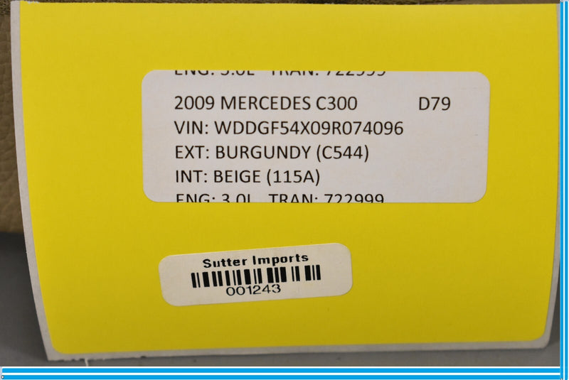 Load image into Gallery viewer, 08-14 Mercedes C300 C350 W204 Front Right Side Lower Bottom Seat Cushion Oem