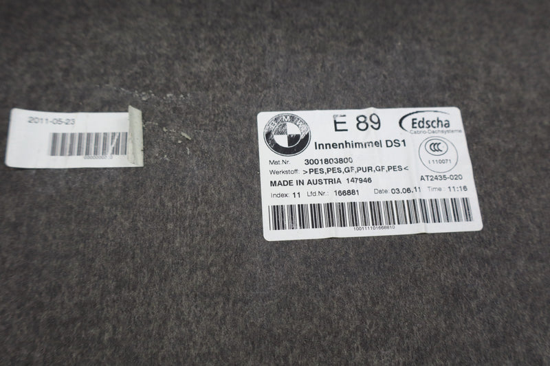 Load image into Gallery viewer, 09-16 BMW E89 Z4 3.0L Headliner Convertible Hard Top Roof Trim Panel Oem