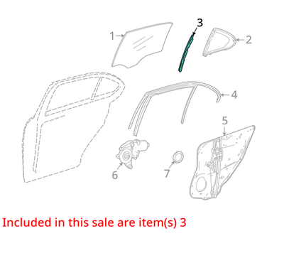 W204 MERCEDES C300 2009 REAR LEFT DOOR GLASS GUIDE SUPPORT BAR OEM