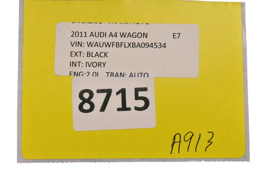 09-12 Audi A4 Rear Left Driver Side Parking Brake Caliper Motor Oem