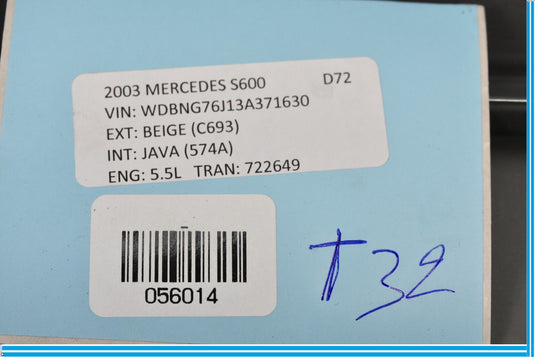 00-06 Mercedes S500 S600 W220 Rear Left Door Step Sill Panel Rear Side Oem