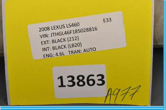 07-12 Lexus LS460 Front Left Driver Side Door Sun Visor Shade 74310-50330-B0 Oem