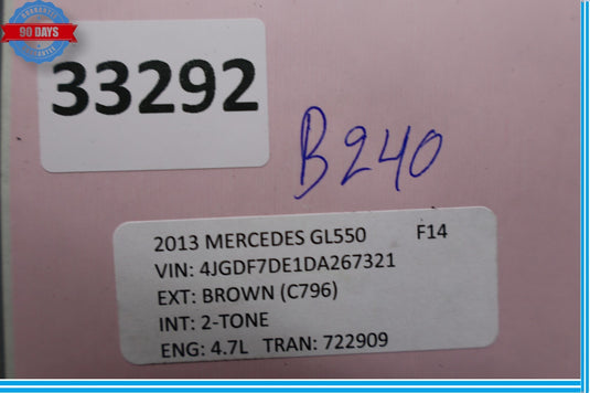 13-16 Mercedes X166 GL550 Headlight Washer Spray Nozzle Hose Line Pipe Oem