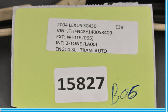 02-10 Lexus SC430 Rear Left Driver Side Roof Upper Quarter Trim ECRU Oem
