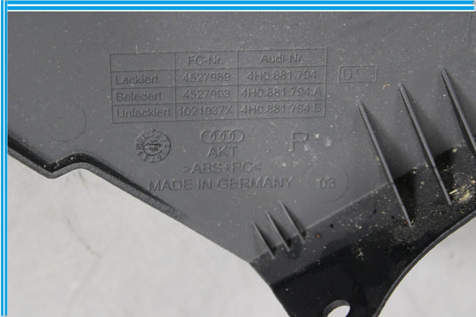 11-18 Audi A8 Front Right Side Seat Inner Interior Trim Cover Panel Oem