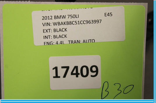 09-15 BMW 750i 750Li F01 F02 F10 Rear Right Seat Belt Retractor Black Oem