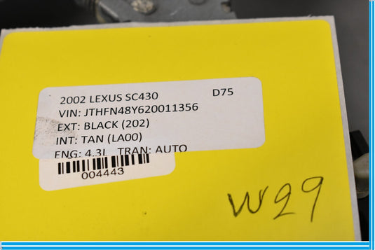 02-10 Lexus SC430 Rear Left Driver Quarter Back Window Regulator W/ Motor Oem