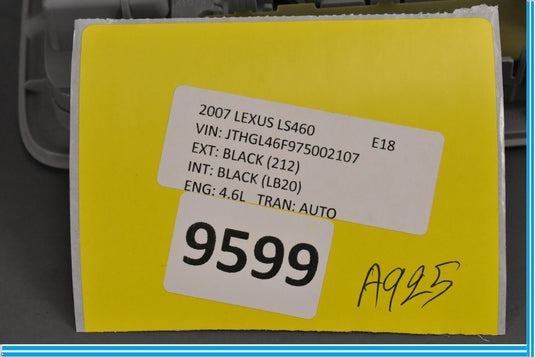 07-09 Lexus LS460 Rear Upper Overhead Roof Dome Light Reading Map Lamp Oem