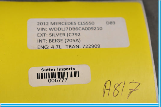 11-20 Mercedes W218 CLS550 SL550 Right Passenger Side Air Cleaner Insulator Oem
