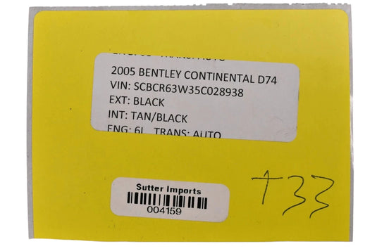 03-10 Bentley Continental GT Coupe Rear Left Interior Shelf Cover 3W8867763L Oem