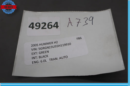 03-09 HUMMER H2 Front Left Driver Side Hood Bonnet Latch Lock Strap Handle Oem