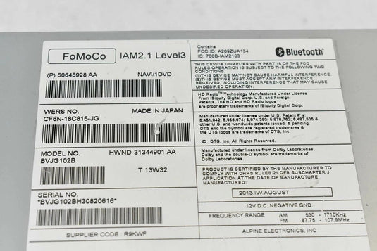 14-24 Jaguar F-Type Audio Radio Receiver Head Unit FM CD Player CF6N18C815JE Oem