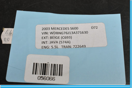 00-06 Mercedes S430 S500 S600 Front Left Seat Rear Back Cover Pocket Beige Oem