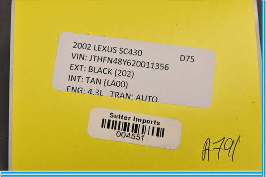 02-10 Lexus SC430 Front Right Passenger Power Seat Lumbar Control Switch Oem
