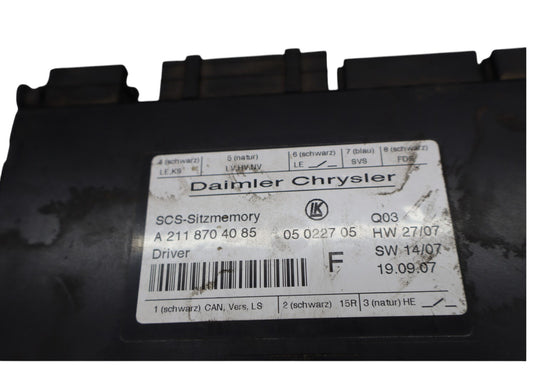 03-12 Mercedes W219 CLS550 E320 ML500 E350 Left Side Seat Control Module Oem