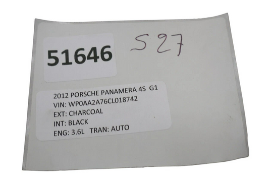 10-16 Porsche Panamera 970 S Front Left Driver Side Interior Door Trim Panel Oem