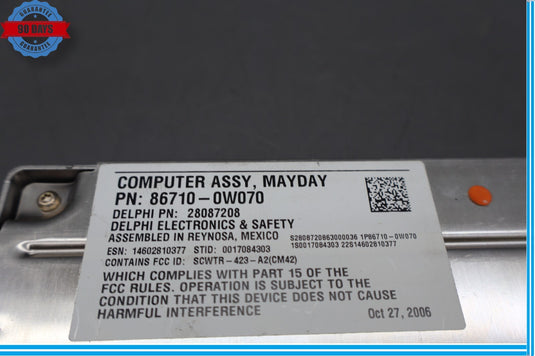 07-12 Lexus XF40 LS460 Mayday Communication Control Module 86710-0W070 Oem
