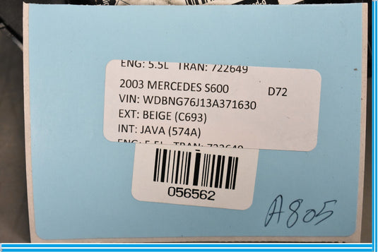 00-06 Mercedes S500 S600 W220 Rear Right Passenger Side Seat Control Switch Oem
