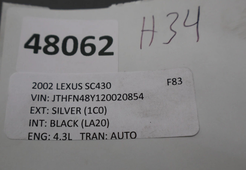Load image into Gallery viewer, 02-05 Lexus SC430 Front Right Passenger Side Seat Headrest Head Rest Black Oem
