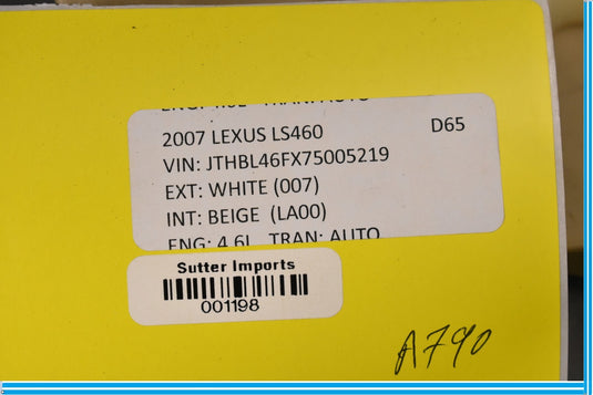 07-10 Lexus LS460 Front Right Passenger Side Seat Hinge Cover Trim Oem
