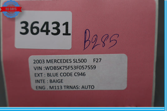 03-06 Mercedes R230 SL500 SL55 AMG Rear Left Seat Track Trim Cover Oem