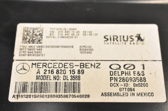 07-14 Mercedes C300 CL550 Sirius Satellite Radio Receiver Control Module Oem