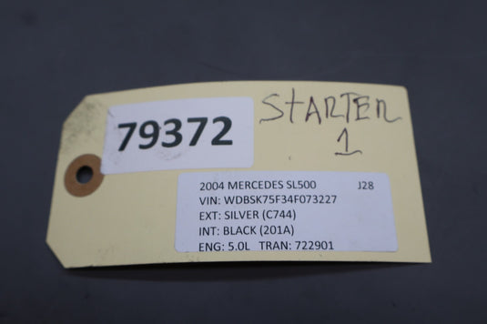 94-12 Mercedes R230 SL500 E500 C240 S500 Engine Motor Starter Assembly Oem