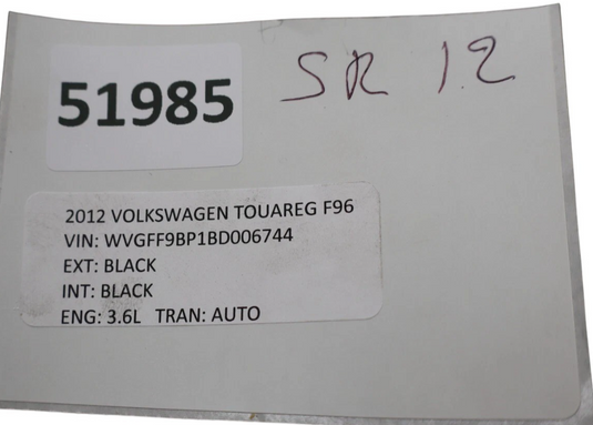 11-17 Volkswagen VW Touareg Front Right Side Lower Seat Rail Frame W/ Motor Oem
