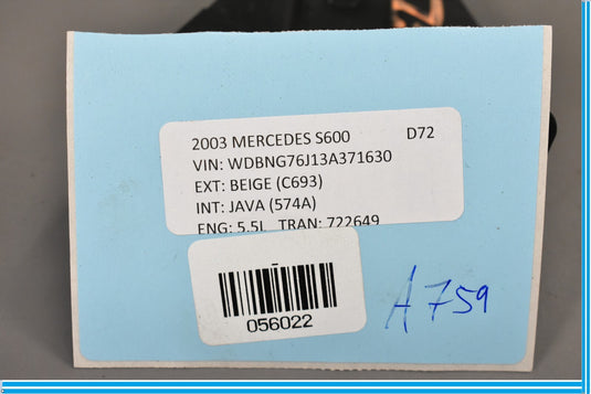 03-06 Mercedes S600 ABS Pump Left Hose Line Mount Bracket A2203202643 Oem
