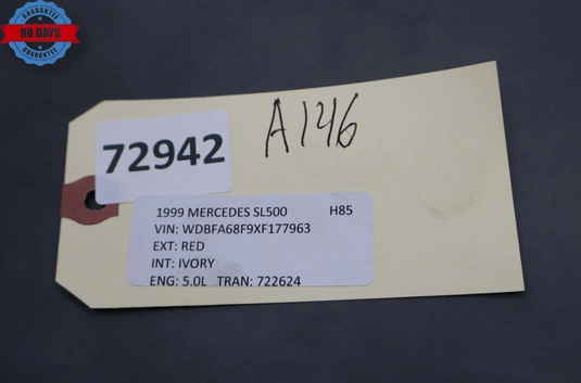 90-02 Mercedes-Benz SL320 SL500 SL600 Convertible Rear Right Lock Cylinder OEM