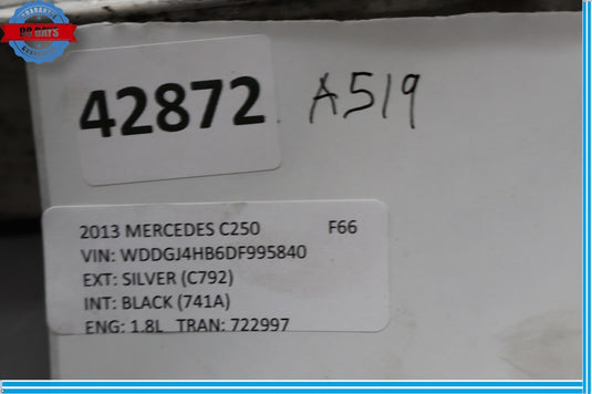 08-14 Mercedes C250 W204 Front Left Bumper Reinforcement Impact Bracket Bar Oem