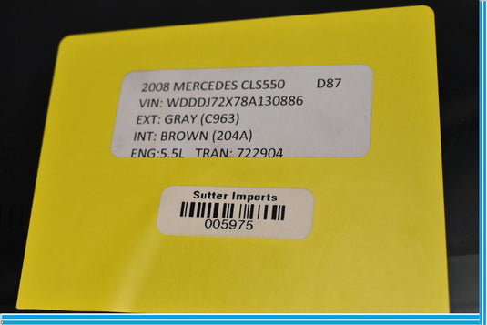 06-11 Mercedes CLS550 CLS500 W219 Rear Left Side Quarter Door Window Glass Oem