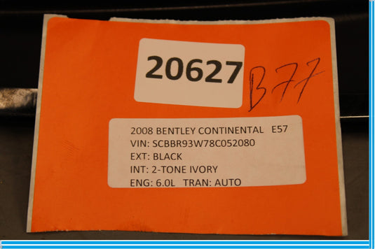 06-12 Bentley Continental Front Left Driver Side B Pillar Trim Black Oem