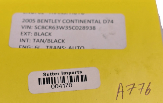03-07 Bentley Continental PDC Park Parking  Assist Control Module 3W0919283 Oem