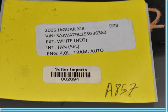 04-05 Jaguar XJ8 XJR X358 Right Passenger Windshield Wiper Cowl Cover Panel Oem