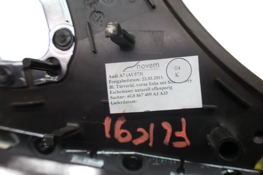 12-15 Audi A7 A7 Quattro Front Left Driver Side Door Panel Insert Trim Wood Oem