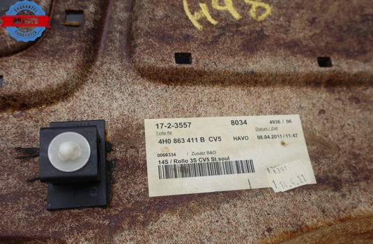 11-18 Audi A8 Quattro Rear Deck Shelf Package Trim Cover Panel 4H0863411B Oem