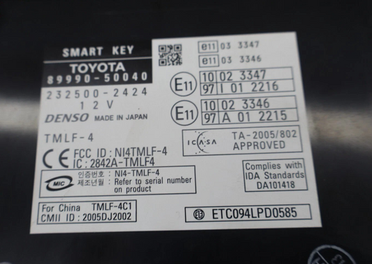 07-09 Lexus LS460 LS460L Smart Keyless Computer Control Module 89990-50040 Oem