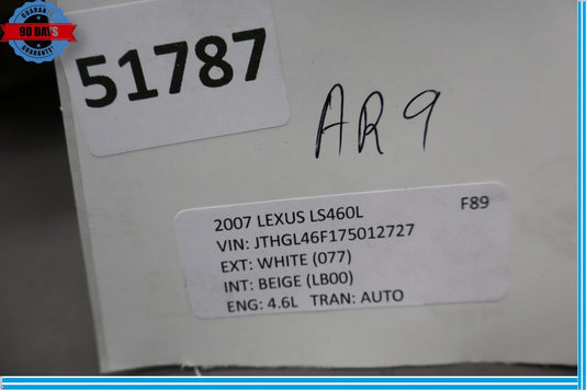 07-12 Lexus XF40 LS460 Rear Center Lower Bottom Seat Cushion LA00 Oem