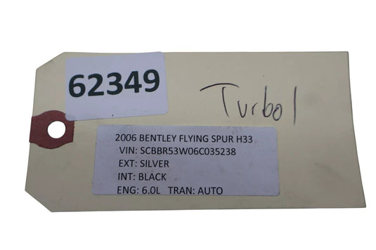 03-08 Bentley Continental Flying Spur GT 6.0L W12 Left Side Turbocharger OEM