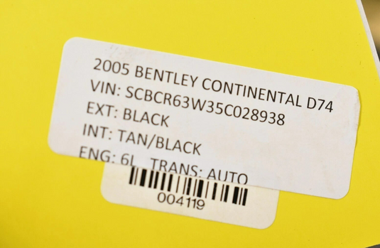 03-10 Bentley Continental Rear Right Side Interior Door Panel W/Speaker Oem