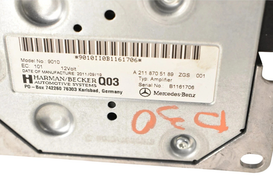 08-18 Mercedes CLS63 CLS550 Amplifier Amp Harman Becker Subwoofer 2118705189 Oem