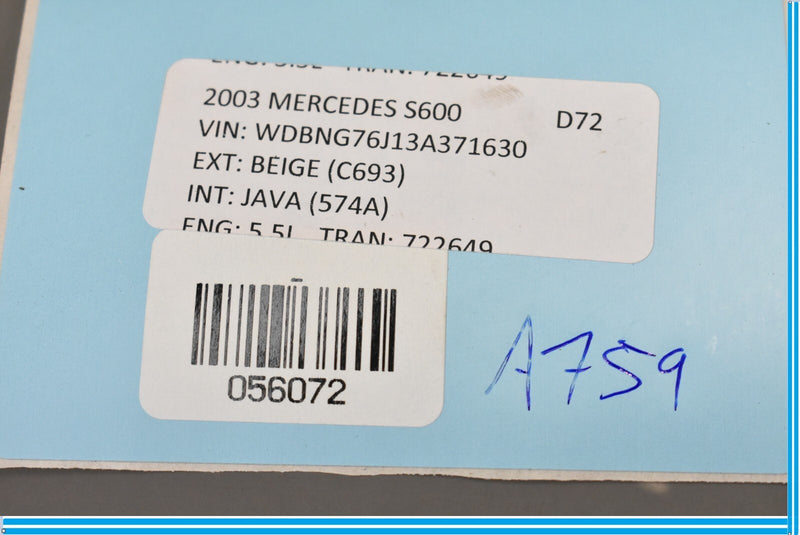 Load image into Gallery viewer, 00-06 Mercedes S500 S600 W220 Rear Left Driver Interior Door Panel Cover Oem
