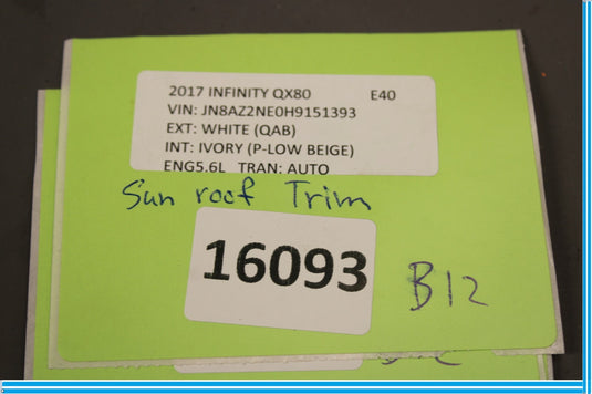 11-17 Infiniti QX56 QX80 Sun Roof Sunroof Moonroof Trim Oem