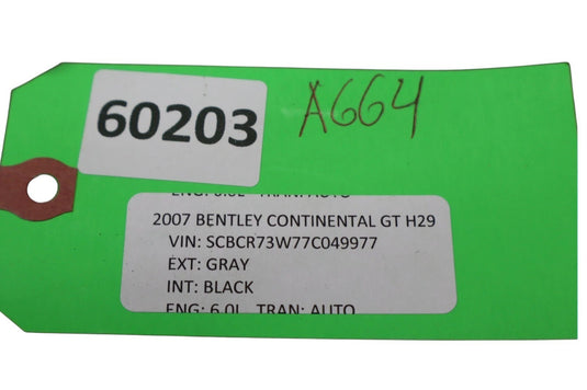 03-12 Bentley Continental GT Center Console Ashtray Box W/O Lid Cover Black Oem